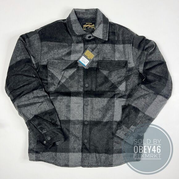 MAISON ARTICLE MEN'S PLAID QUILTED FLANNEL JACKET BLACKMAPJ102SIZE M